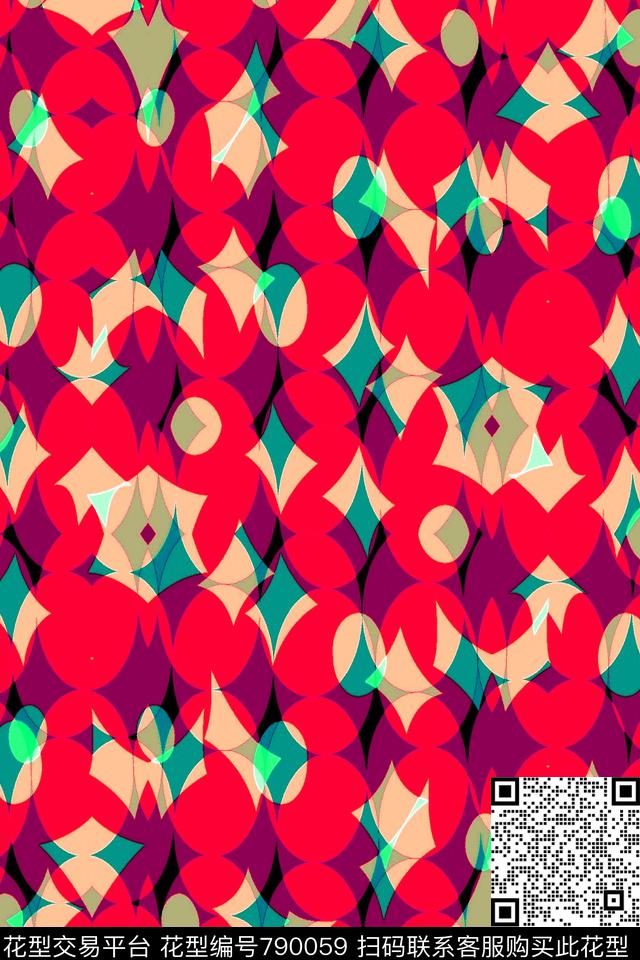 不规则几何菱形色块传统印花华亿平台下载（图片编号: 790059） - 瓦栏（Walan）