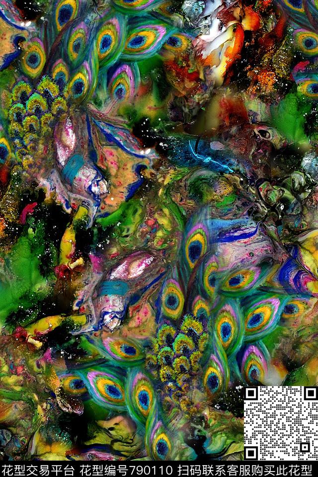 羽毛油画肌理数码印花华亿平台下载（图片编号: 790110） - 瓦栏（Walan）