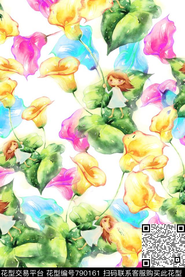 大花花朵花卉数码印花华亿平台下载（图片编号: 790161） - 瓦栏（Walan）