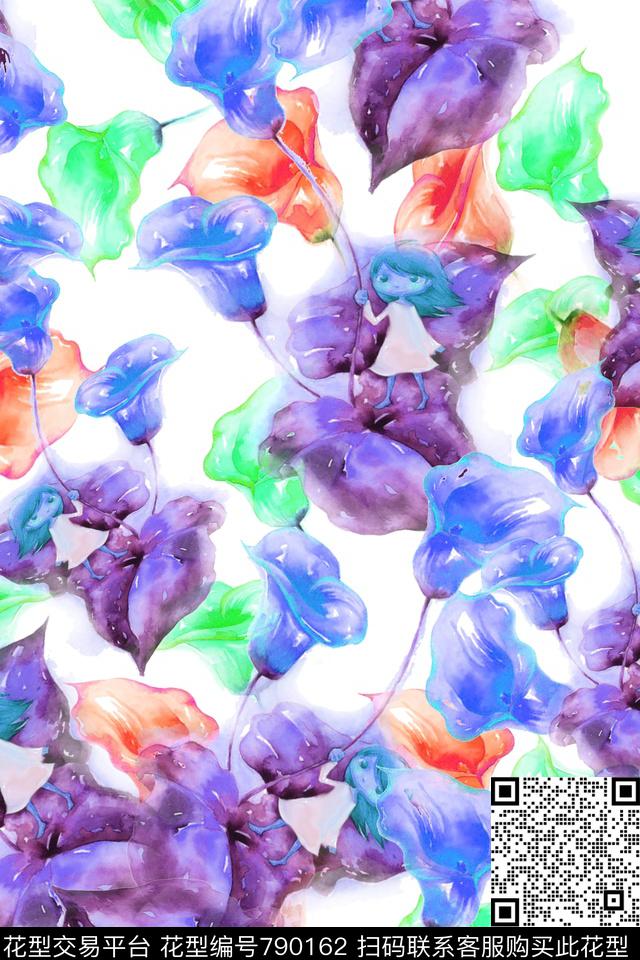 大花花朵花卉数码印花华亿平台下载（图片编号: 790162） - 瓦栏（Walan）