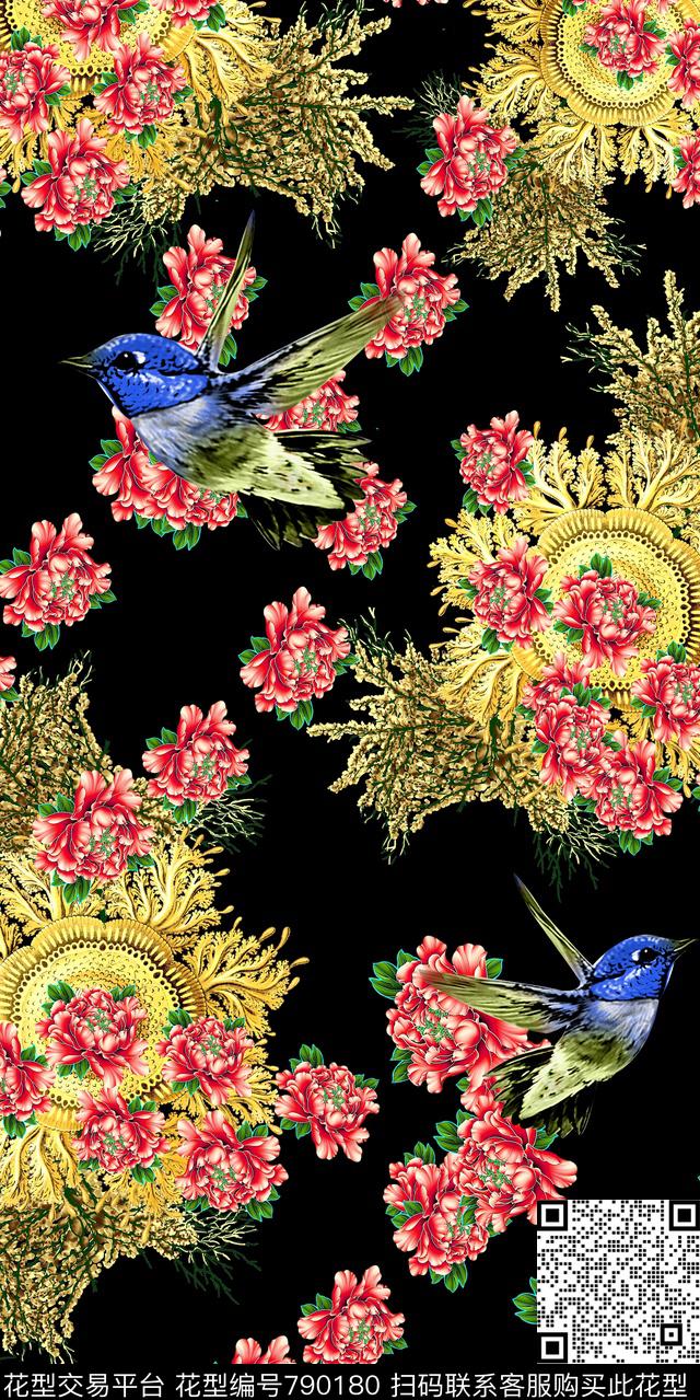 花卉花鸟花朵数码印花华亿平台下载（图片编号: 790180） - 瓦栏（Walan）