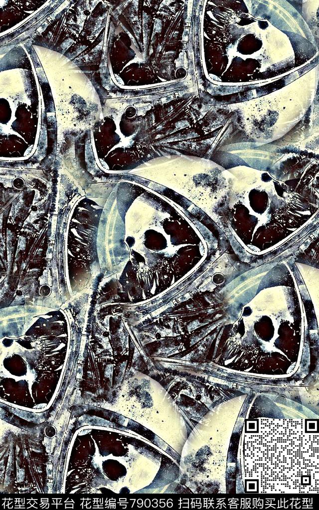抽象手绘水彩画纹理几何人物骷髅头数码印花时尚潮流男装衬衫T恤卫衣印花欧美复古大牌满版印花数码印花华亿平台下载（图片编号: 790356） - 瓦栏（Walan）