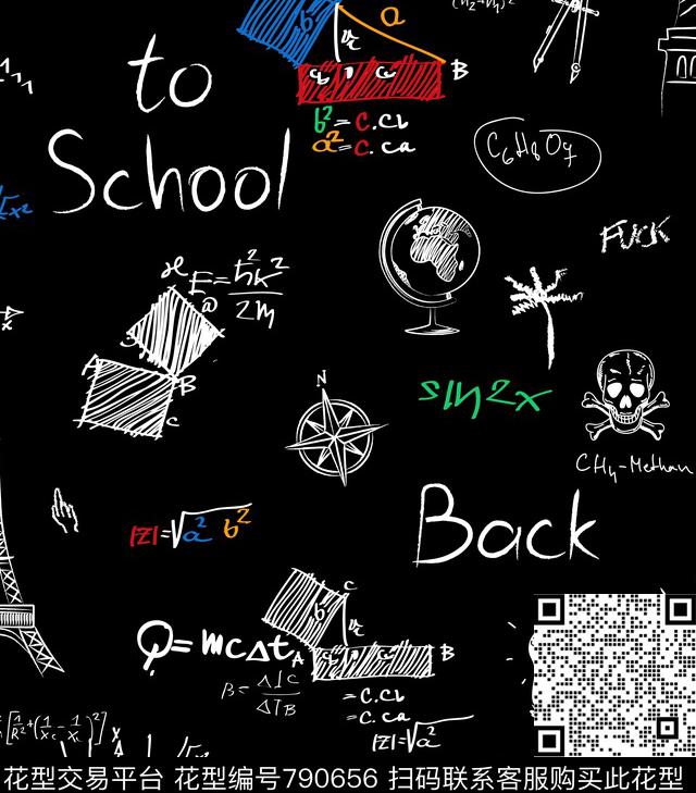 涂鸦几何抽象数码印花华亿平台下载（图片编号: 790656） - 瓦栏（Walan）