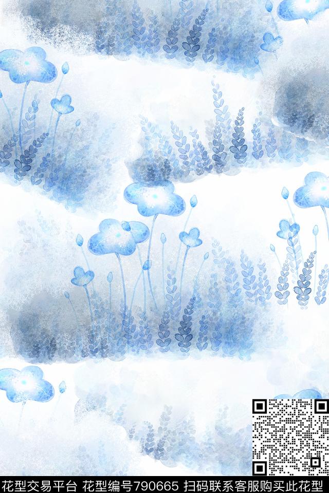 满版散花小碎花花鸟数码印花华亿平台下载（图片编号: 790665） - 瓦栏（Walan）