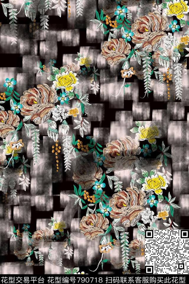 抽象艺术花卉油画华亿平台数码印花华亿平台下载（图片编号: 790718） - 瓦栏（Walan）