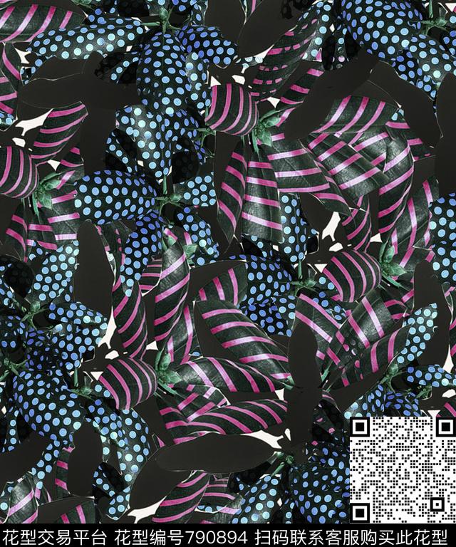 热带棕榈叶叶子数码印花华亿平台下载（图片编号: 790894） - 瓦栏（Walan）