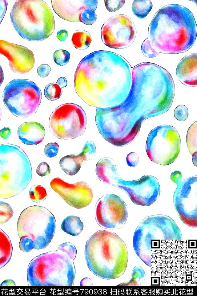 水彩气泡泡泡数码印花华亿平台下载（图片编号: 790938） - 瓦栏（Walan）