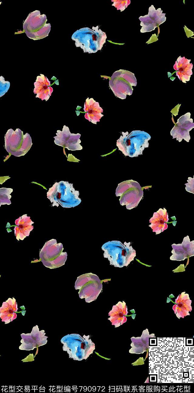 小碎花花朵花卉数码印花华亿平台下载（图片编号: 790972） - 瓦栏（Walan）