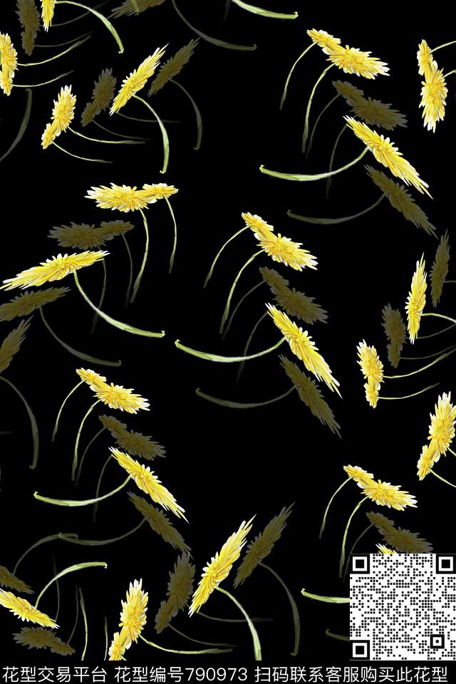 大花花朵花卉数码印花华亿平台下载（图片编号: 790973） - 瓦栏（Walan）