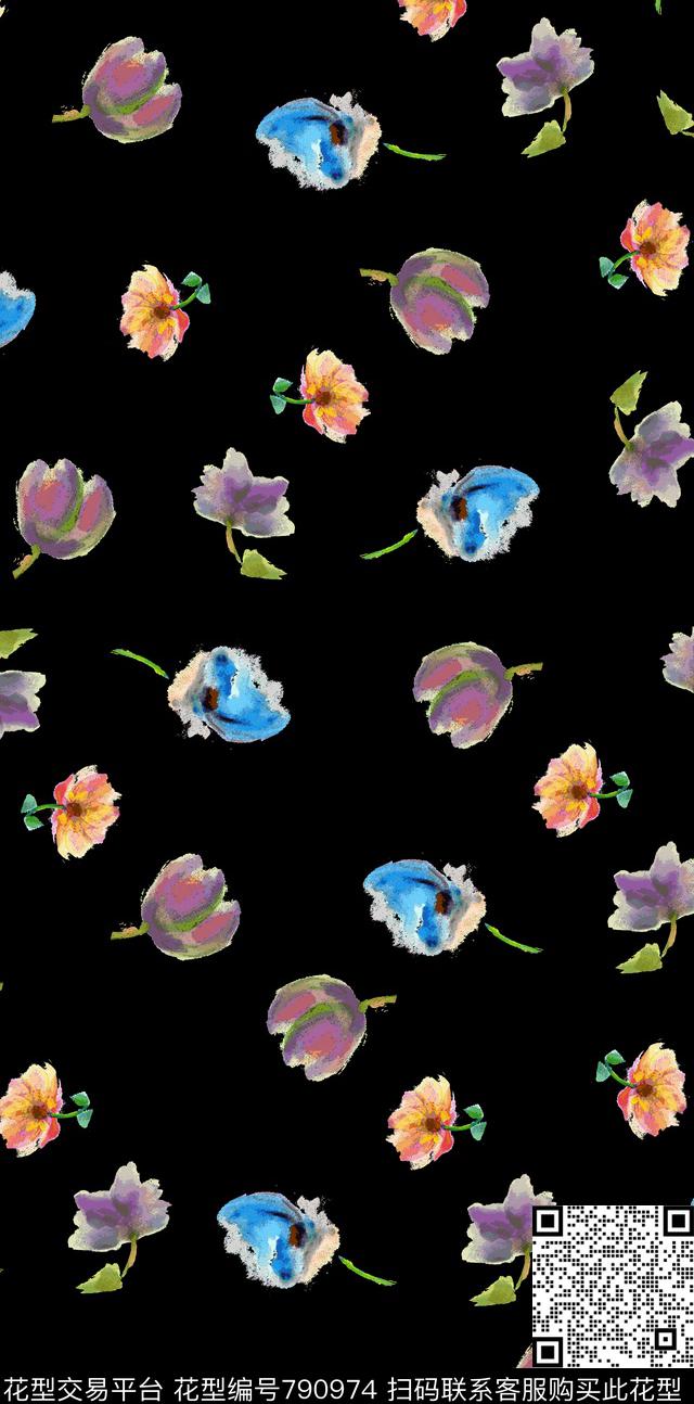 小碎花花朵花卉数码印花华亿平台下载（图片编号: 790974） - 瓦栏（Walan）