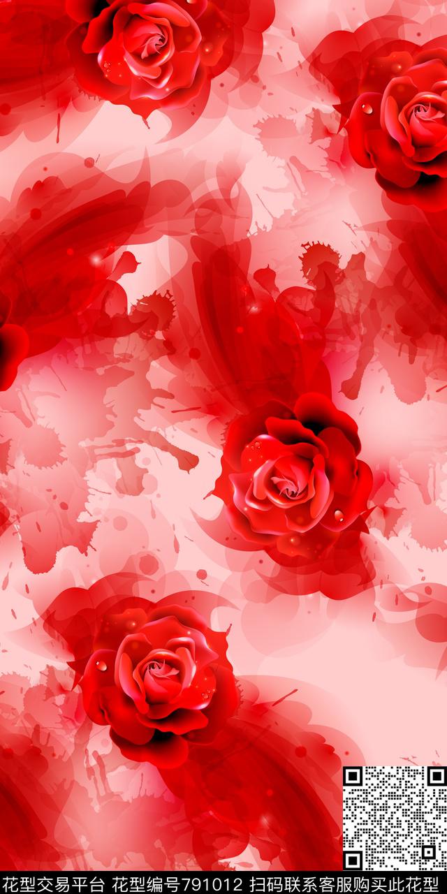 大花乱花满版花数码印花华亿平台下载（图片编号: 791012） - 瓦栏（Walan）