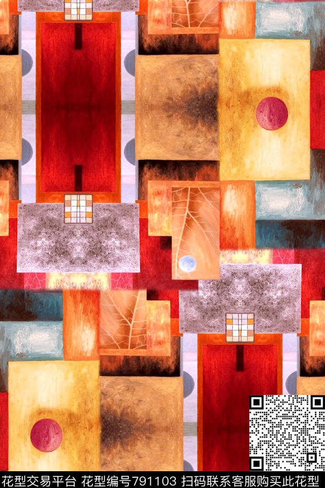 抽象几何民族风数码印花华亿平台下载（图片编号: 791103） - 瓦栏（Walan）