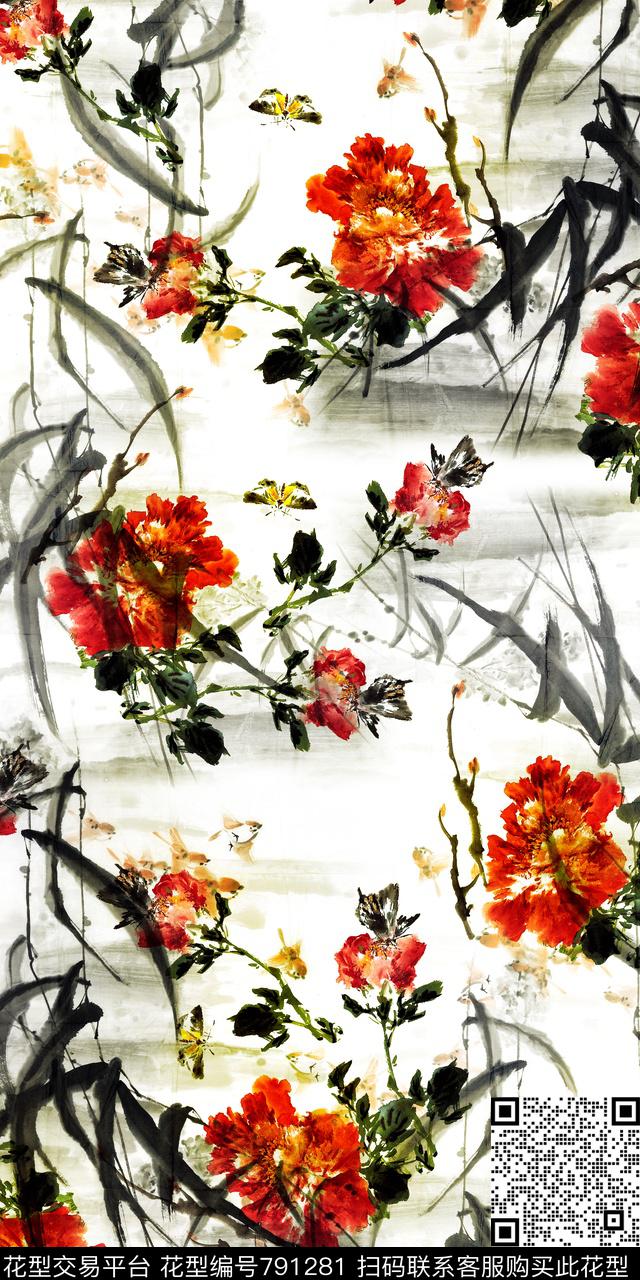 花朵流行时尚花卉数码印花华亿平台下载（图片编号: 791281） - 瓦栏（Walan）