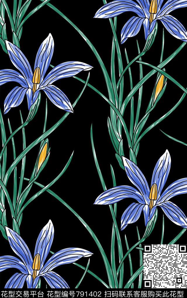 笔触印象派绘画女装传统印花华亿平台下载（图片编号: 791402） - 瓦栏（Walan）