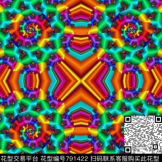 花卉不规则几何解构数码印花华亿平台下载（图片编号: 791422） - 瓦栏（Walan）