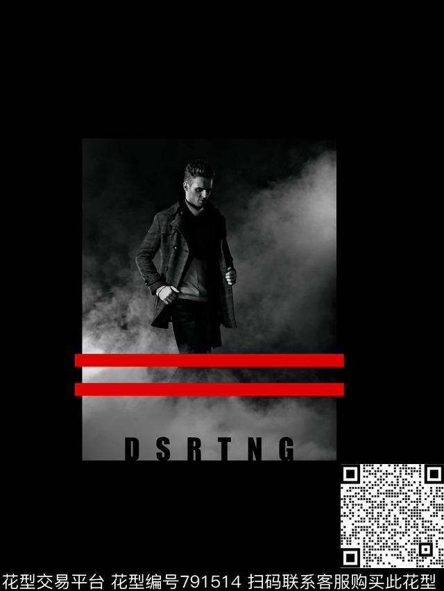 黑白照片几何男装T恤华亿平台数码印花华亿平台下载（图片编号: 791514） - 瓦栏（Walan）