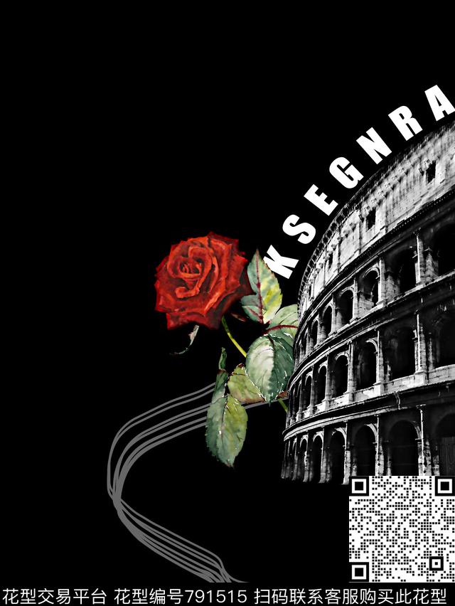 罗马城花卉男装T恤华亿平台数码印花华亿平台下载（图片编号: 791515） - 瓦栏（Walan）