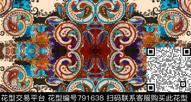 复古卡通佩斯利数码印花华亿平台下载（图片编号: 791638） - 瓦栏（Walan）