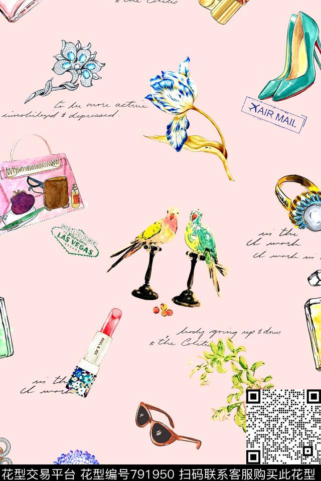 高跟鞋珠宝小鸟数码印花华亿平台下载（图片编号: 791950） - 瓦栏（Walan）