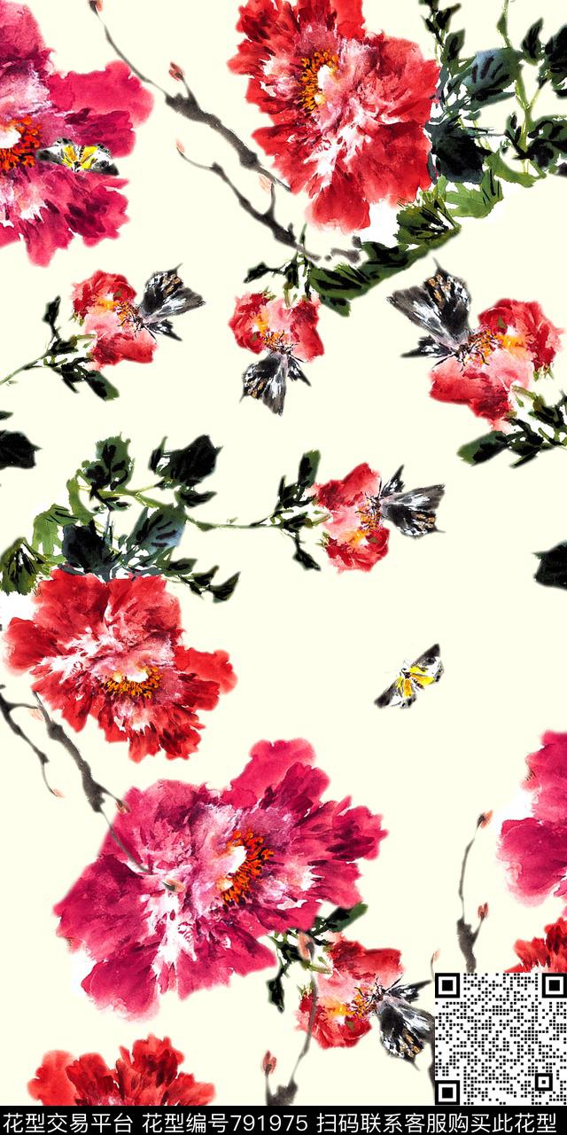 中国风水墨风景数码印花华亿平台下载（图片编号: 791975） - 瓦栏（Walan）