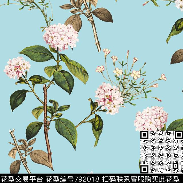 手绘大花水彩数码印花华亿平台下载（图片编号: 792018） - 瓦栏（Walan）