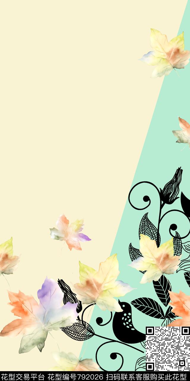 手绘大花水彩数码印花华亿平台下载（图片编号: 792026） - 瓦栏（Walan）