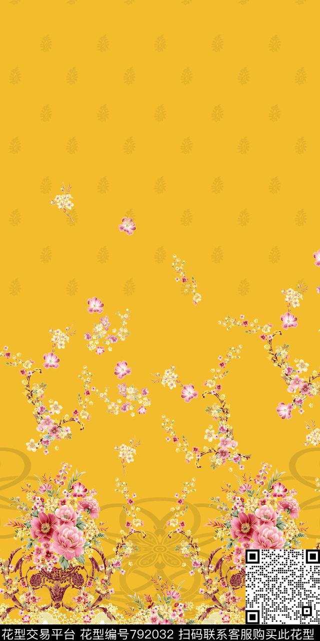 大花花朵花卉数码印花华亿平台下载（图片编号: 792032） - 瓦栏（Walan）