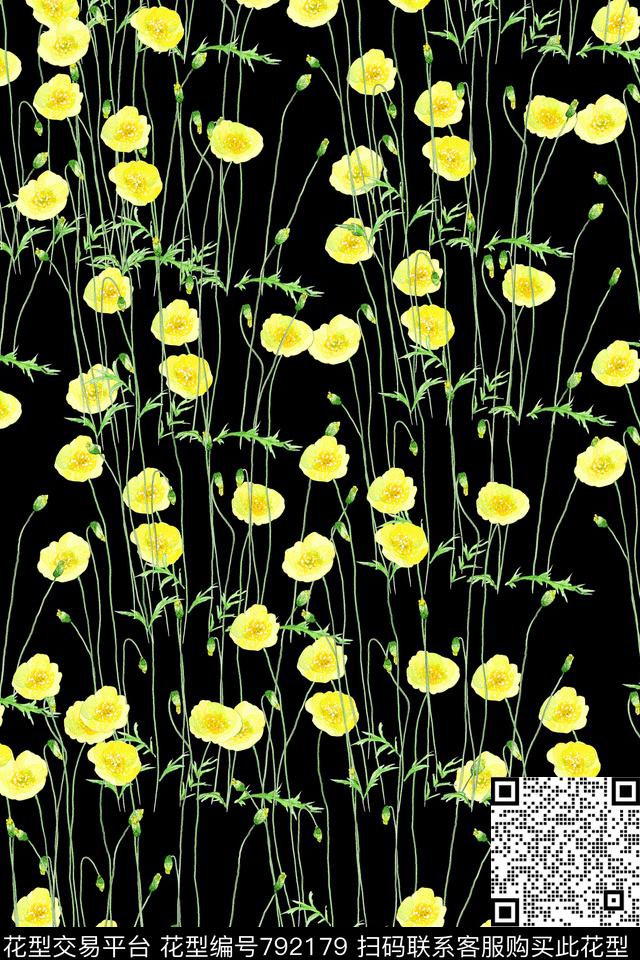 大花花朵花卉数码印花华亿平台下载（图片编号: 792179） - 瓦栏（Walan）