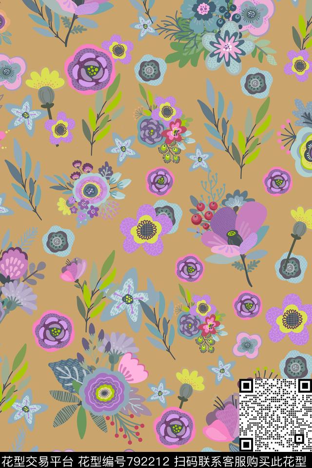 Stylizedflowerskids数码印花华亿平台下载（图片编号: 792212） - 瓦栏（Walan）