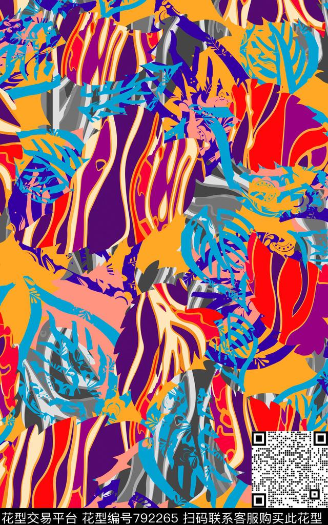 女装几何线条数码印花华亿平台下载（图片编号: 792265） - 瓦栏（Walan）