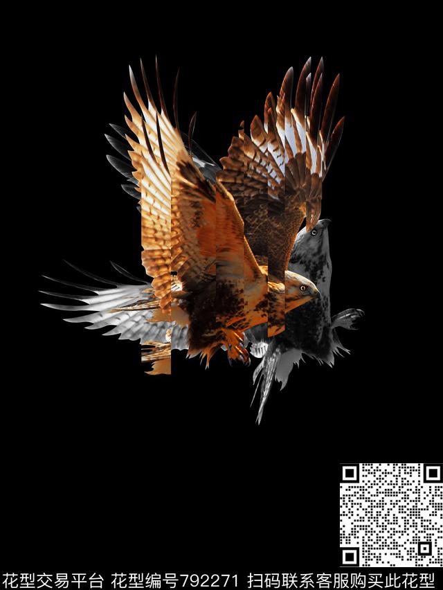 抽象手绘动物老鹰纹理数码印花时尚潮流男装夹克外套衬衫卫衣印花欧美复古大牌印花数码印花华亿平台下载（图片编号: 792271） - 瓦栏（Walan）