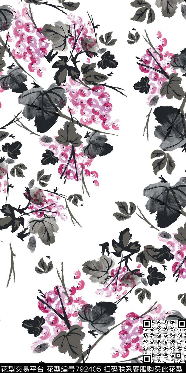 花朵散花花卉数码印花华亿平台下载（图片编号: 792405） - 瓦栏（Walan）