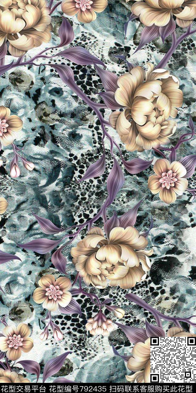 乱花花朵满版散花数码印花华亿平台下载（图片编号: 792435） - 瓦栏（Walan）