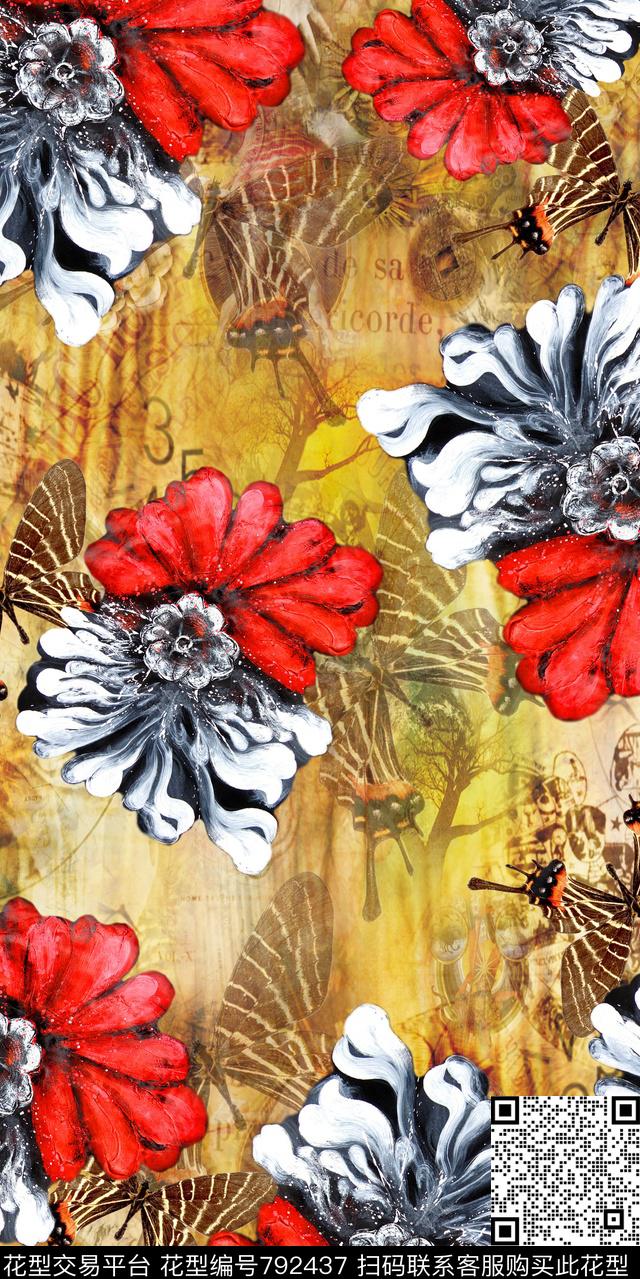 乱花豹纹大花数码印花华亿平台下载（图片编号: 792437） - 瓦栏（Walan）
