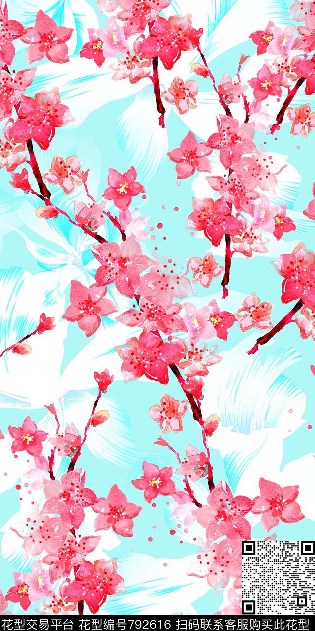 花朵数码印花手绘数码印花华亿平台下载（图片编号: 792616） - 瓦栏（Walan）