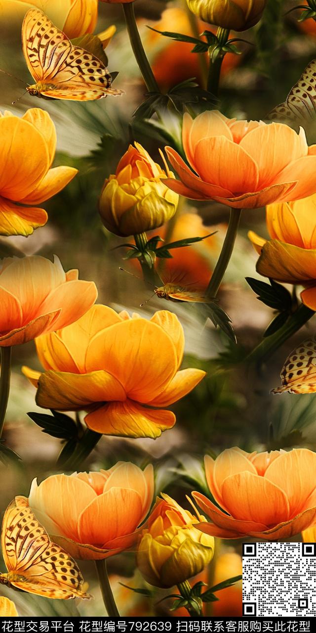 大花满版花乱花数码印花华亿平台下载（图片编号: 792639） - 瓦栏（Walan）