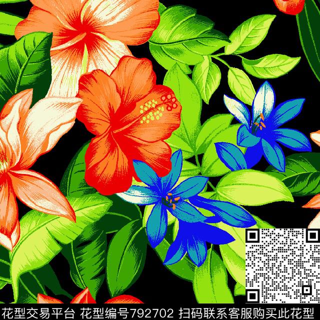 曼陀罗花朵花卉传统印花华亿平台下载（图片编号: 792702） - 瓦栏（Walan）