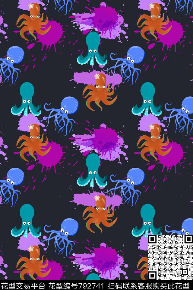 章鱼海洋童装传统印花华亿平台下载（图片编号: 792741） - 瓦栏（Walan）