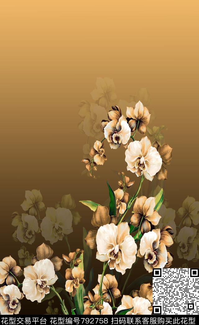 花朵女装定位花数码印花华亿平台下载（图片编号: 792758） - 瓦栏（Walan）