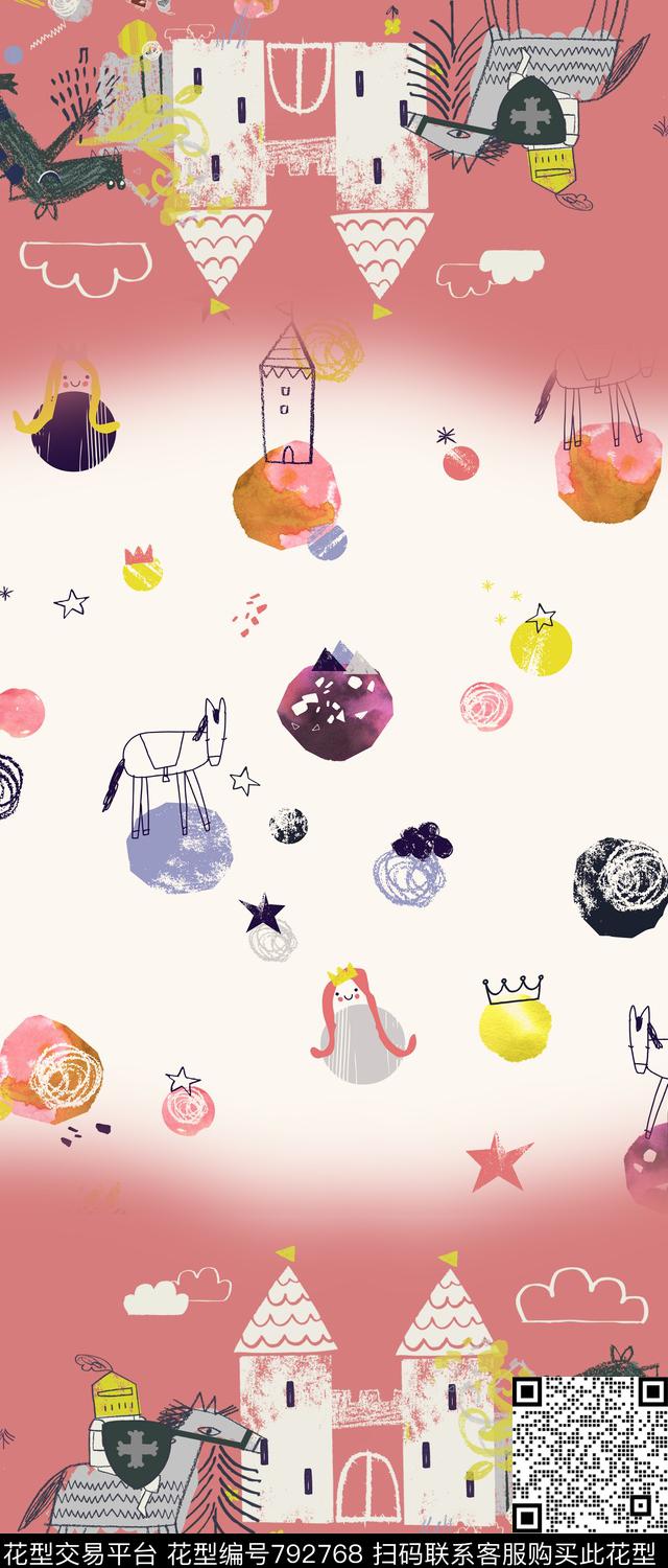 抽象趣味双边定位数码印花华亿平台下载（图片编号: 792768） - 瓦栏（Walan）