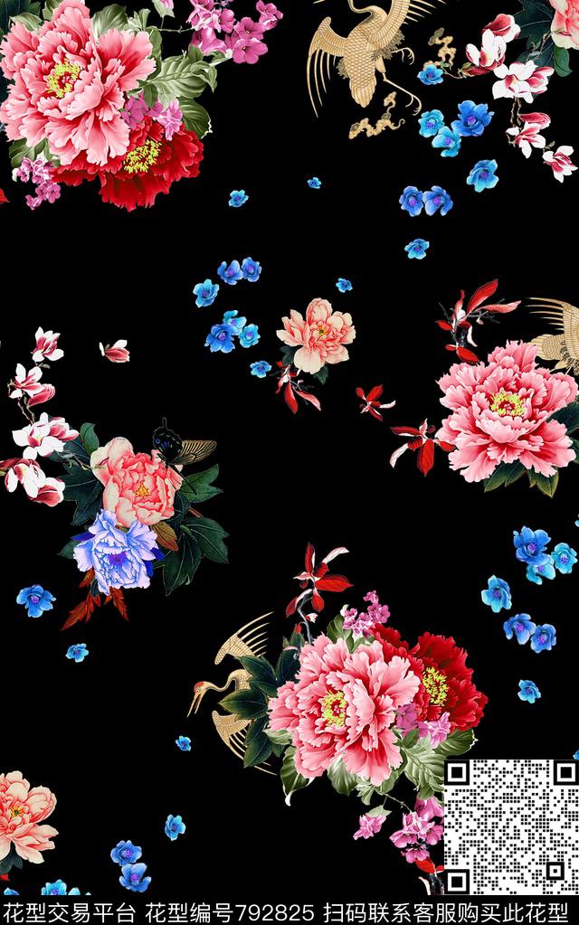 乱花花鸟花卉数码印花华亿平台下载（图片编号: 792825） - 瓦栏（Walan）