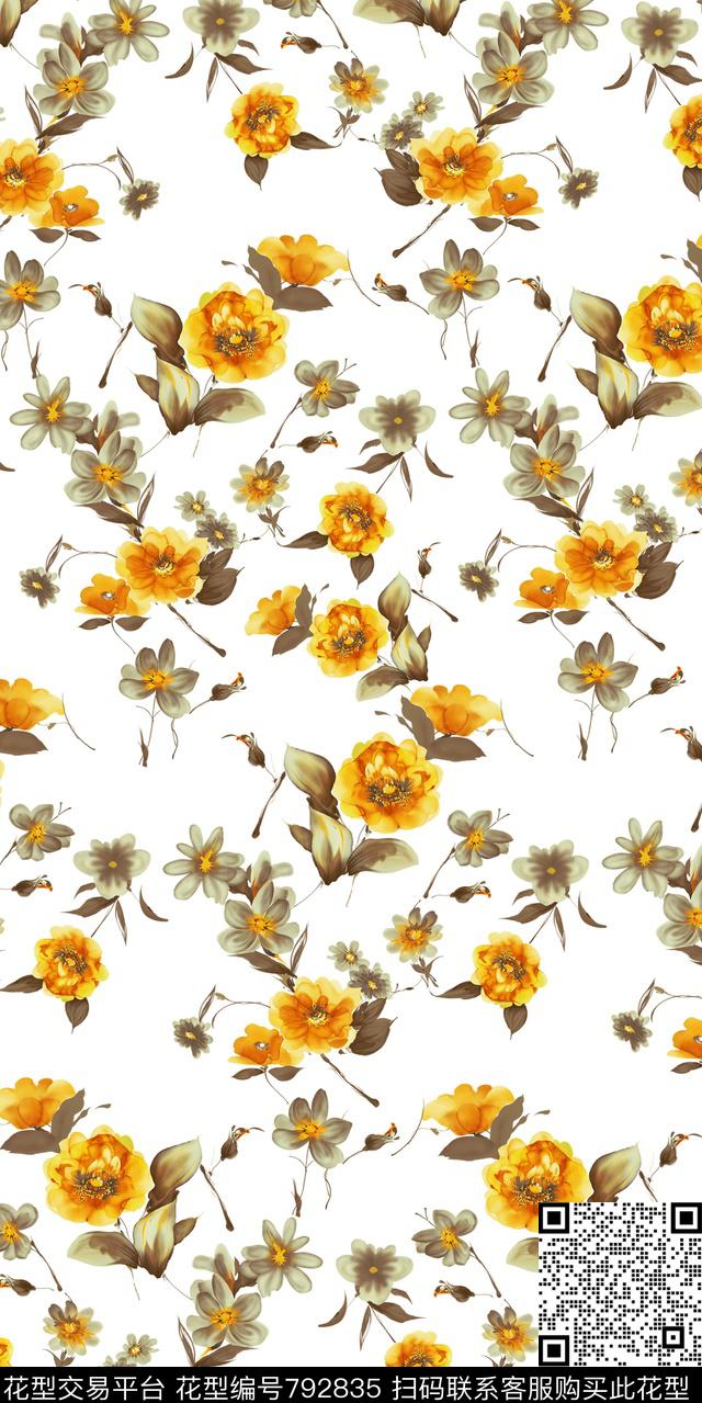 花卉小碎花小花数码印花华亿平台下载（图片编号: 792835） - 瓦栏（Walan）