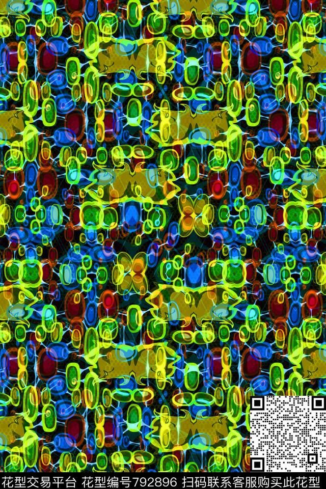 波点不规则几何马赛克传统印花华亿平台下载（图片编号: 792896） - 瓦栏（Walan）