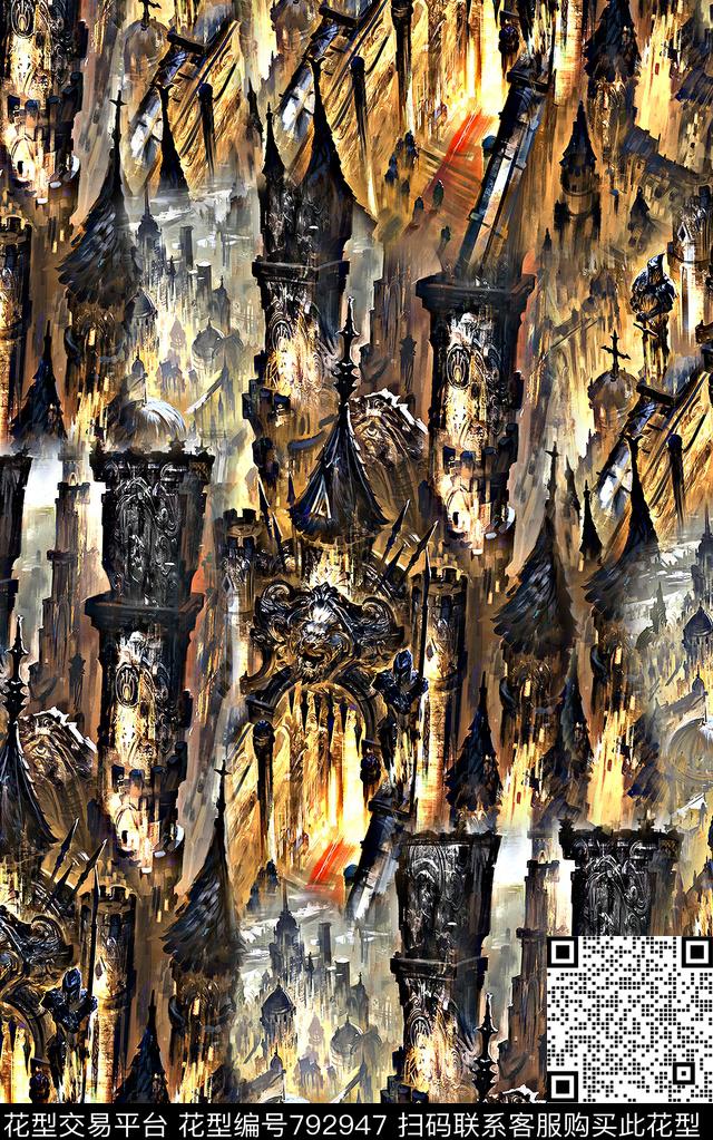 抽象手绘水彩画游戏场景金属几何纹理数码印花时尚潮流男装夹克外套衬衫卫衣印花欧美复古大牌印花数码印花华亿平台下载（图片编号: 792947） - 瓦栏（Walan）