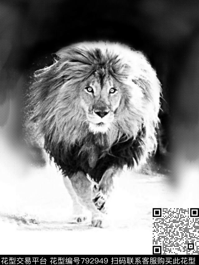 狮子纹理男装T恤华亿平台传统印花华亿平台下载（图片编号: 792949） - 瓦栏（Walan）
