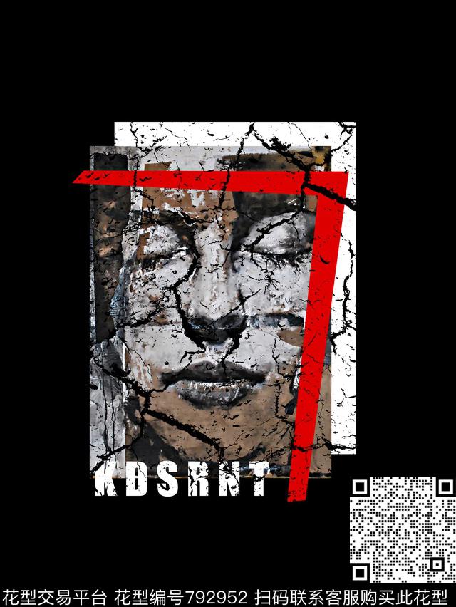 人物像纹理男装T恤华亿平台数码印花华亿平台下载（图片编号: 792952） - 瓦栏（Walan）