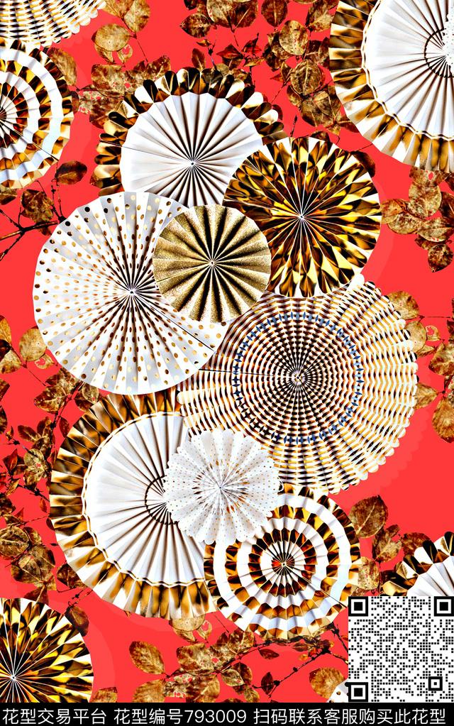 抽象手绘水彩画几何纹理数码印花时尚潮流女装裙子纹理树叶印花欧美复古大牌外套印花数码印花华亿平台下载（图片编号: 793009） - 瓦栏（Walan）