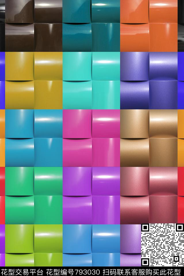 小方块立体扣板效果传统印花华亿平台下载（图片编号: 793030） - 瓦栏（Walan）