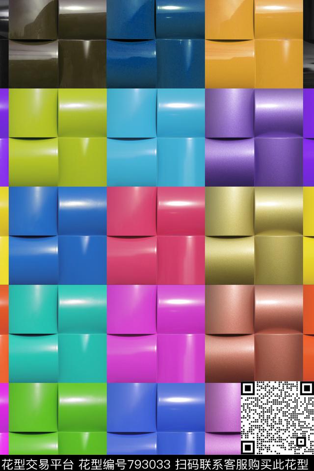 小方块立体扣板效果传统印花华亿平台下载（图片编号: 793033） - 瓦栏（Walan）