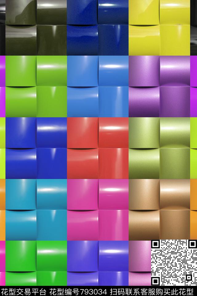 小方块立体扣板效果传统印花华亿平台下载（图片编号: 793034） - 瓦栏（Walan）